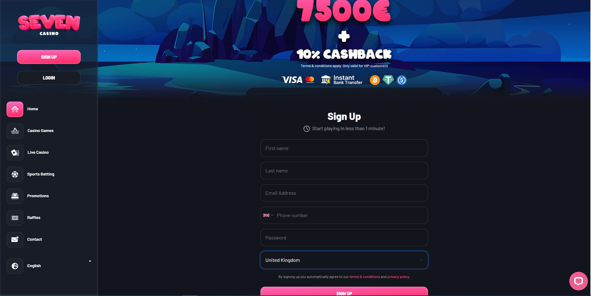 sign up at seven casino