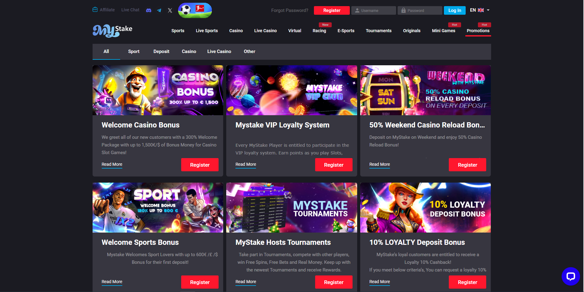 Promotions and welcome bonuses at mystake casino