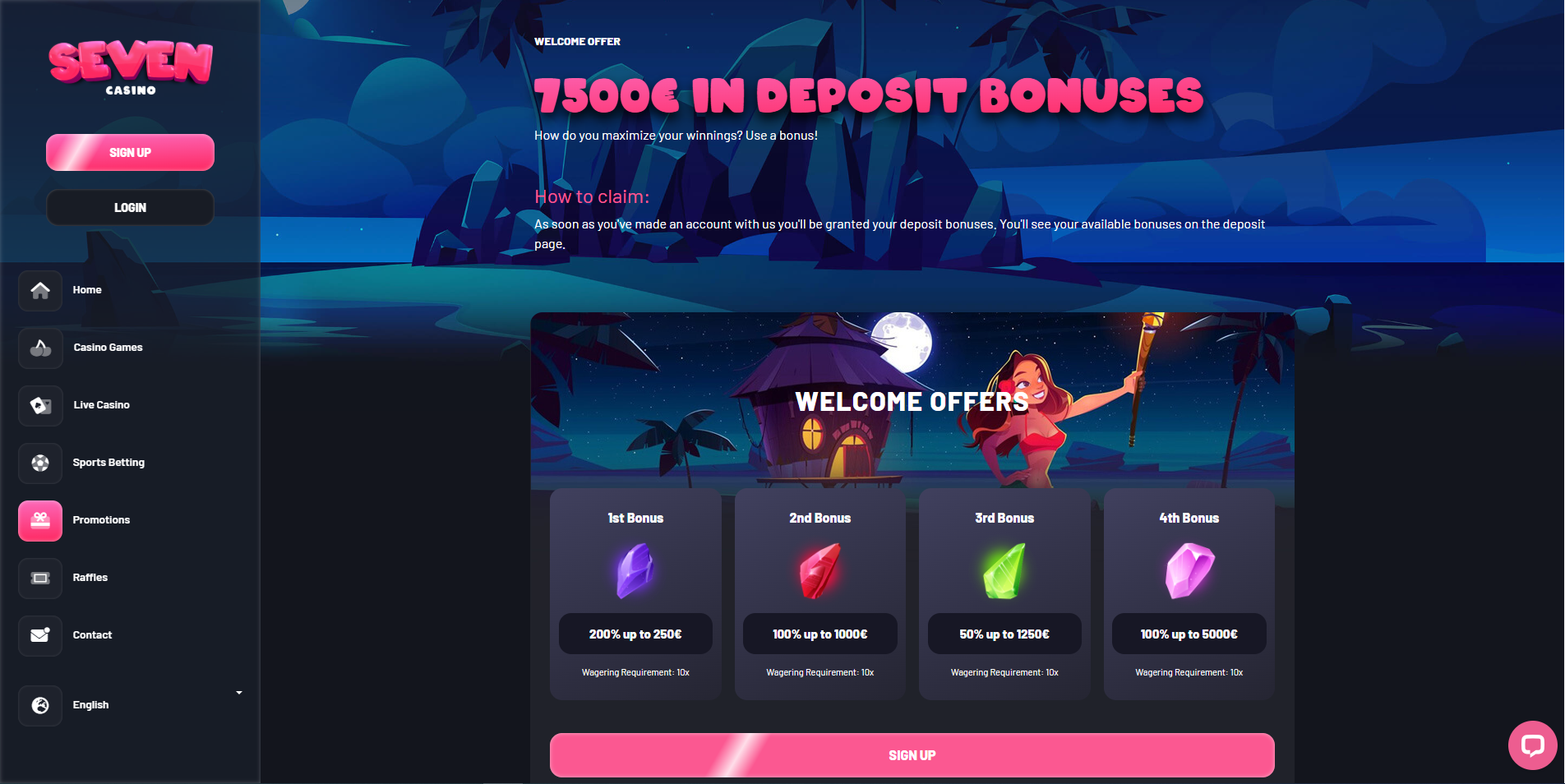 welcome bonus at seven casino