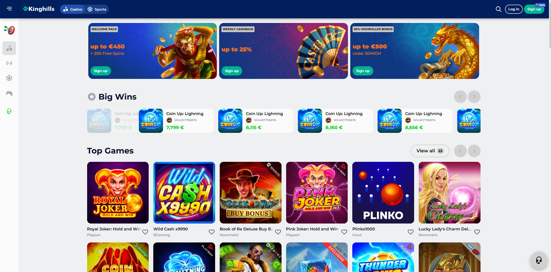 Kinghills Casino games