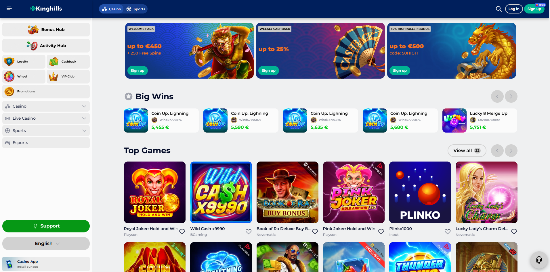 Kinghills casino homepage