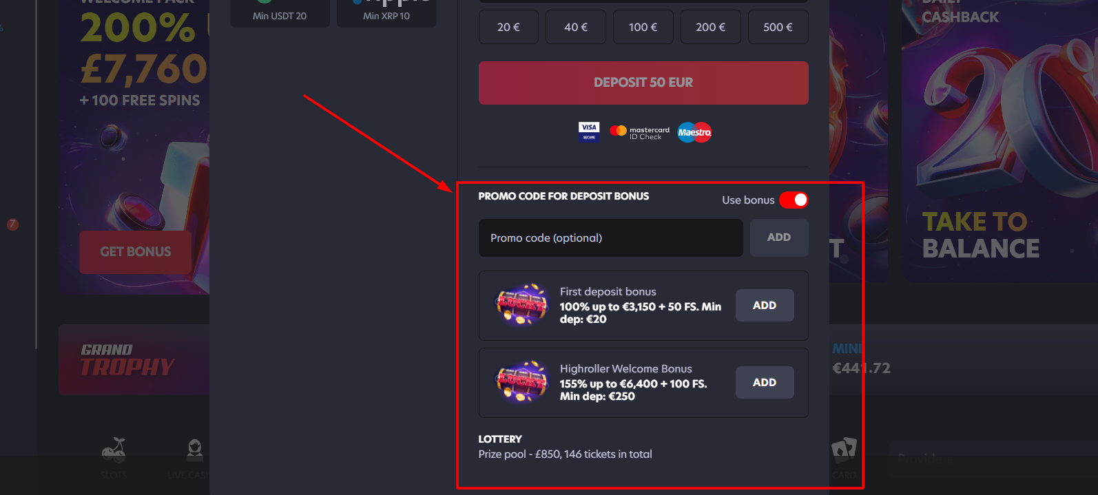 how to claim welcome bonus on non gamstop casino sites - screenshot