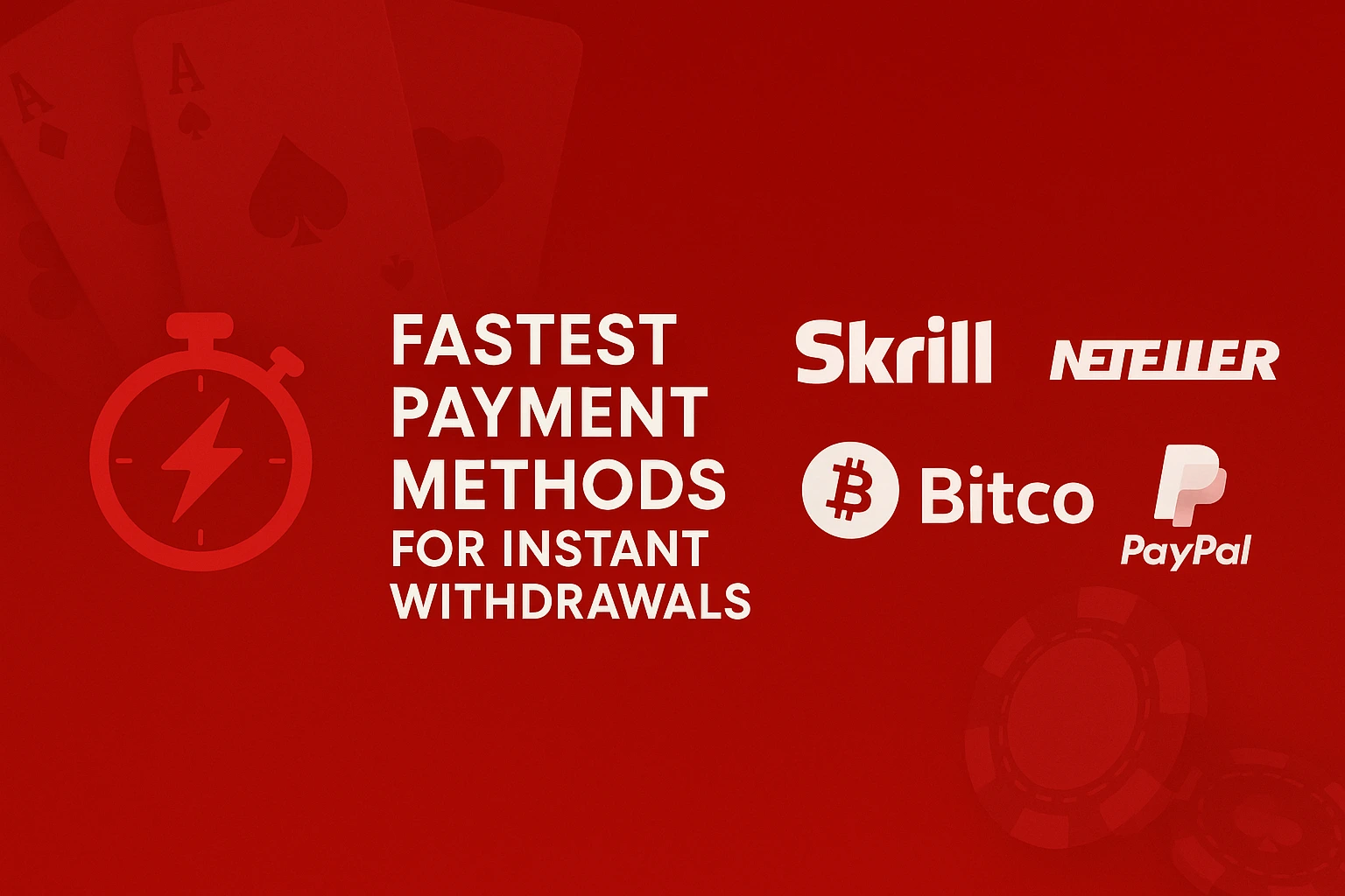 Banner Featuring fastest withdrawal methods for UK online casinos